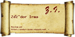 Zádor Irma névjegykártya